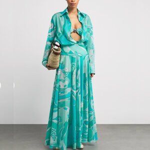 Orchidee-print Maxi Skirt in Cotton-muslin